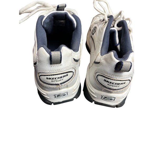 Skechers Sport Mens Lace-Up Walking Shoes Size 11.5 White & Navy Leather/Synthet - Picture 4 of 12